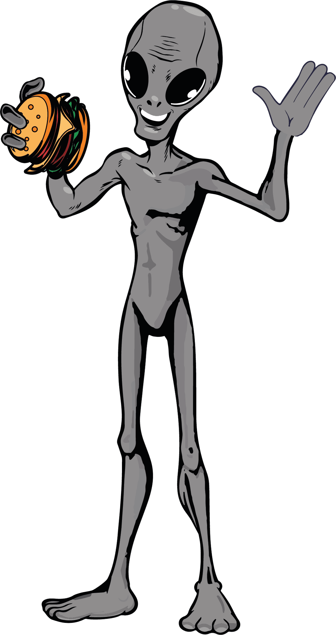 Alien enjoying a Burger Galaxy smash burger